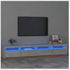 vidaXL Meuble TV avec lumières LED Gris béton 240x35x40 cm