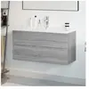vidaXL Meuble lavabo avec bassin intégré Sonoma gris Bois d'ingénierie