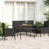 vidaXL Salon de jardin 4 pcs avec coussins Noir Résine tressée