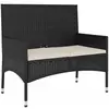 vidaXL Banc de Jardin à 2 Places avec Coussins Noir Résine Tressée
