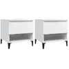 vidaXL Tables d'appoint 2pcs Blanc brillant 50x46x50cm Bois ingénierie