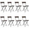vidaXL Chaises de bistrot pliantes 8pcs Marron Résine tressée et acier