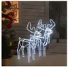 vidaXL Rennes de Noël avec têtes mobiles 2 pcs Blanc froid 76x42x87 cm