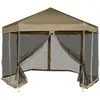 vidaXL Chapiteau hexagonal et parois latérales 3,6x3,1 m taupe 220g/m²