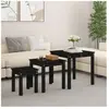 vidaXL Tables gigognes 3 pcs Noir Bois de pin massif