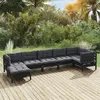 vidaXL Tête de lit murale Noir 185x3x90 cm Bois massif de pin