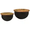 vidaXL Ensemble de tables basses 2 pcs noir bois récupération massif