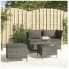 vidaXL Salon de jardin 3 pcs avec coussins Gris Résine tressée