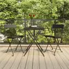 vidaXL Ensemble de bistro pliable 3 pcs Noir Résine tressée