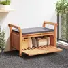 vidaXL Banc de rangement de jardin avec coussin 91 cm Bois d'acacia