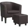 vidaXL Fauteuil cabriolet avec repose-pied marron similicuir