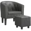 vidaXL Chaise cabriolet avec repose-pied gris similicuir
