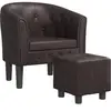 vidaXL Vidaxl Fauteuil Cabriolet Avec Repose-Pied Marron Similicuir