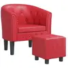 Vidaxl chaise cabriolet avec repose-pied rouge similicuir