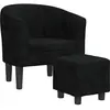 Fauteuil cabriolet avec repose-pied noir velours Vidaxl Black