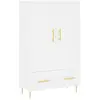VIDAXL Buffet Haut, Armoire Latérale, Meuble avec Rangement, Organisateur de Salon Salle de Séjour, Moderne, Blanc Bois d'Ingénierie