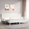 vidaXL Cadre de lit avec tête de lit blanc 200x200 cm bois massif