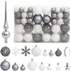 VIDAXL Ensemble de boules de Noël 111 pièces blanc et gris polystyrène, boule de sapin de Noël, décoration de Noël à suspendre, décoration de Noël