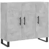vidaXL Buffet gris béton 90x34x80 cm bois d'ingénierie