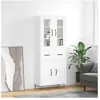 vidaXL Buffet haut Blanc 69,5x34x180 cm Bois d'ingénierie