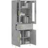 vidaXL Buffet haut Gris béton 69,5x34x180 cm Bois d'ingénierie