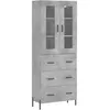 vidaXL Buffet haut Gris béton 69,5x34x180 cm Bois d'ingénierie