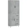 vidaXL Buffet haut Gris béton 69,5x34x180 cm Bois d'ingénierie