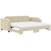 vidaXL Lit de jour avec gigogne et matelas crème 80x200 cm tissu