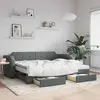 vidaXL Lit de jour avec gigogne et tiroirs gris foncé 80x200 cm tissu