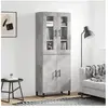 vidaXL Buffet haut Gris béton 69,5x34x180 cm Bois d'ingénierie