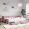 vidaXL Lit de jour avec gigogne et tiroirs sans matelas rose 80x200 cm