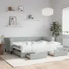 vidaXL Lit de jour avec gigogne et tiroirs gris clair 90x200cm velours