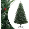 vidaXL Sapin de Noël artificiel à charnières avec baies rouges 210 cm