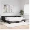 vidaXL Lit de jour avec gigogne et matelas noir 90x200 cm tissu