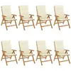 vidaXL Chaises de jardin inclinables et coussins lot de 8 teck solide