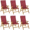 vidaXL Chaises de jardin inclinables et coussins lot de 6 bois teck