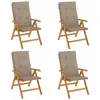 vidaXL Chaises de jardin inclinables 4pcs et coussins bois massif teck