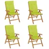 vidaXL Chaises de jardin inclinables 4pcs et coussins bois massif teck
