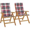 vidaXL Chaises de jardin inclinables 4pcs et coussins bois massif teck