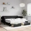 vidaXL Lit de jour avec gigogne et tiroirs noir 80x200 cm tissu
