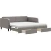 vidaXL Slaapbank met onderschuifbed en lades 100x200 cm stof taupe3196878