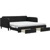 vidaXL Slaapbank met onderschuifbed en lades 100x200 cm stof zwart3196877