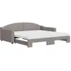 vidaXL Lit de jour avec gigogne et matelas taupe 100x200 cm tissu