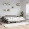 vidaXL Lit de jour avec gigogne et matelas taupe 80x200 cm tissu