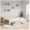 VidaXL Slaapbank met onderschuifbed en lades 100x200 cm stof crÃme3197575