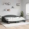 vidaXL Lit de jour avec gigogne et matelas gris foncé 80x200 cm tissu