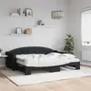 vidaXL Lit de jour avec lit gigogne et matelas noir 80x200 cm tissu