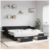 vidaXL Lit de jour avec gigogne et tiroirs noir 90x200 cm tissu