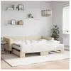 vidaXL Lit de jour avec gigogne et matelas crème 90x200 cm tissu