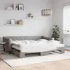 vidaXL Lit de jour avec gigogne et matelas taupe 90x200 cm tissu